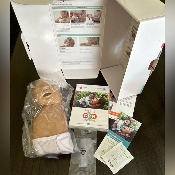 New Infant CPR Doll Anytime Kit AHA Heart Association DVD Training +Baby Manikin - Picture 2 of 15